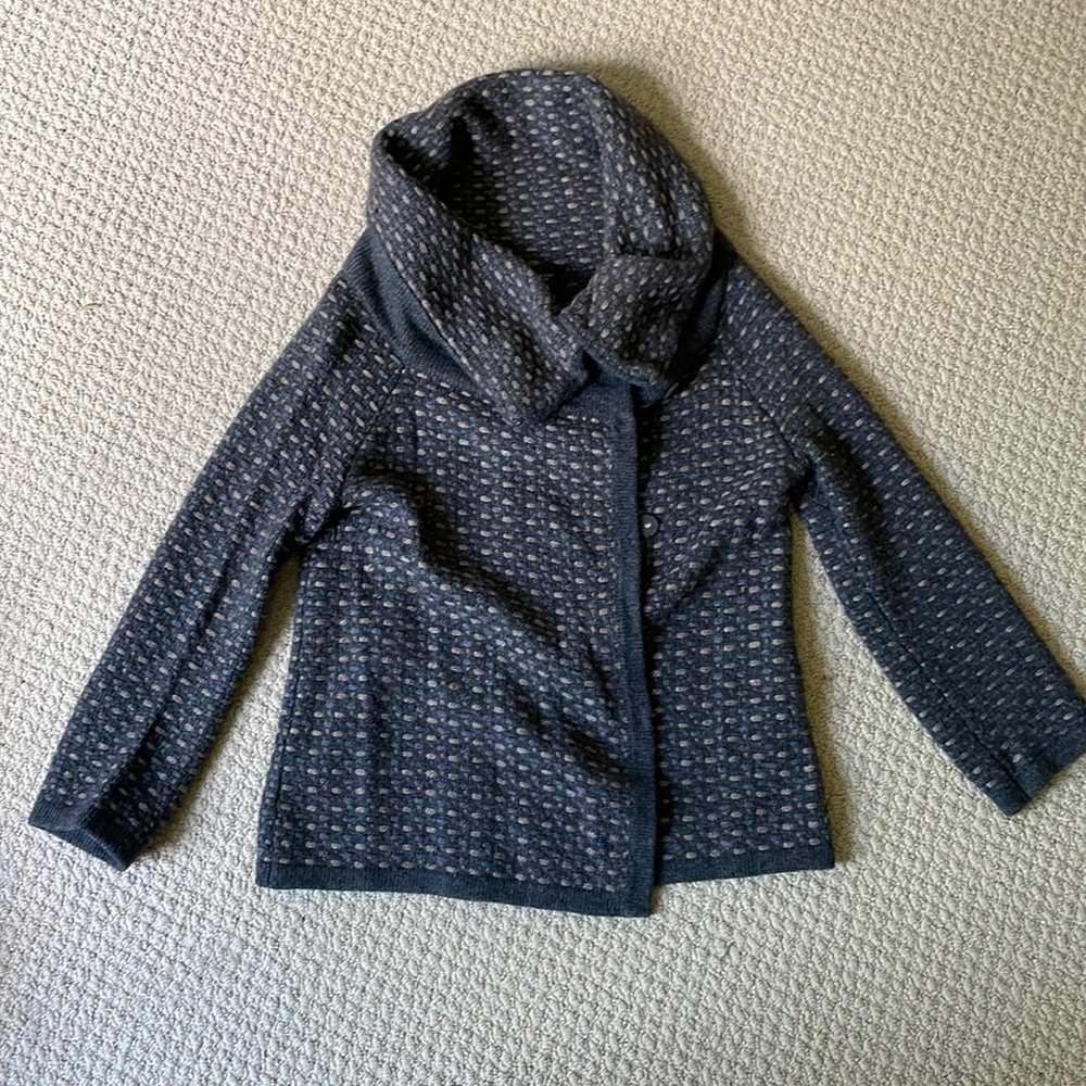 Wool three quarter length button down sweater